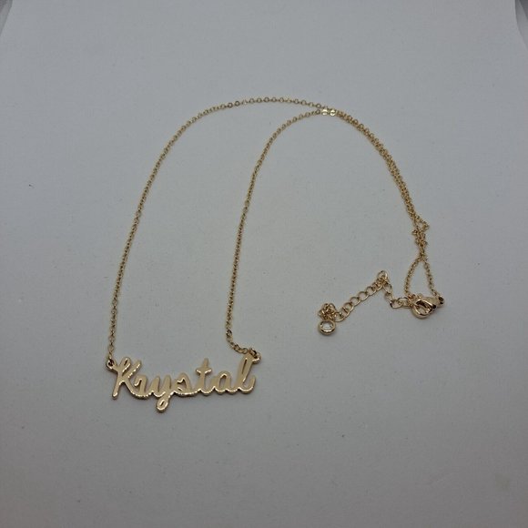 Krystal Name Necklace Personalized chain Gold Tone - Picture 3 of 7